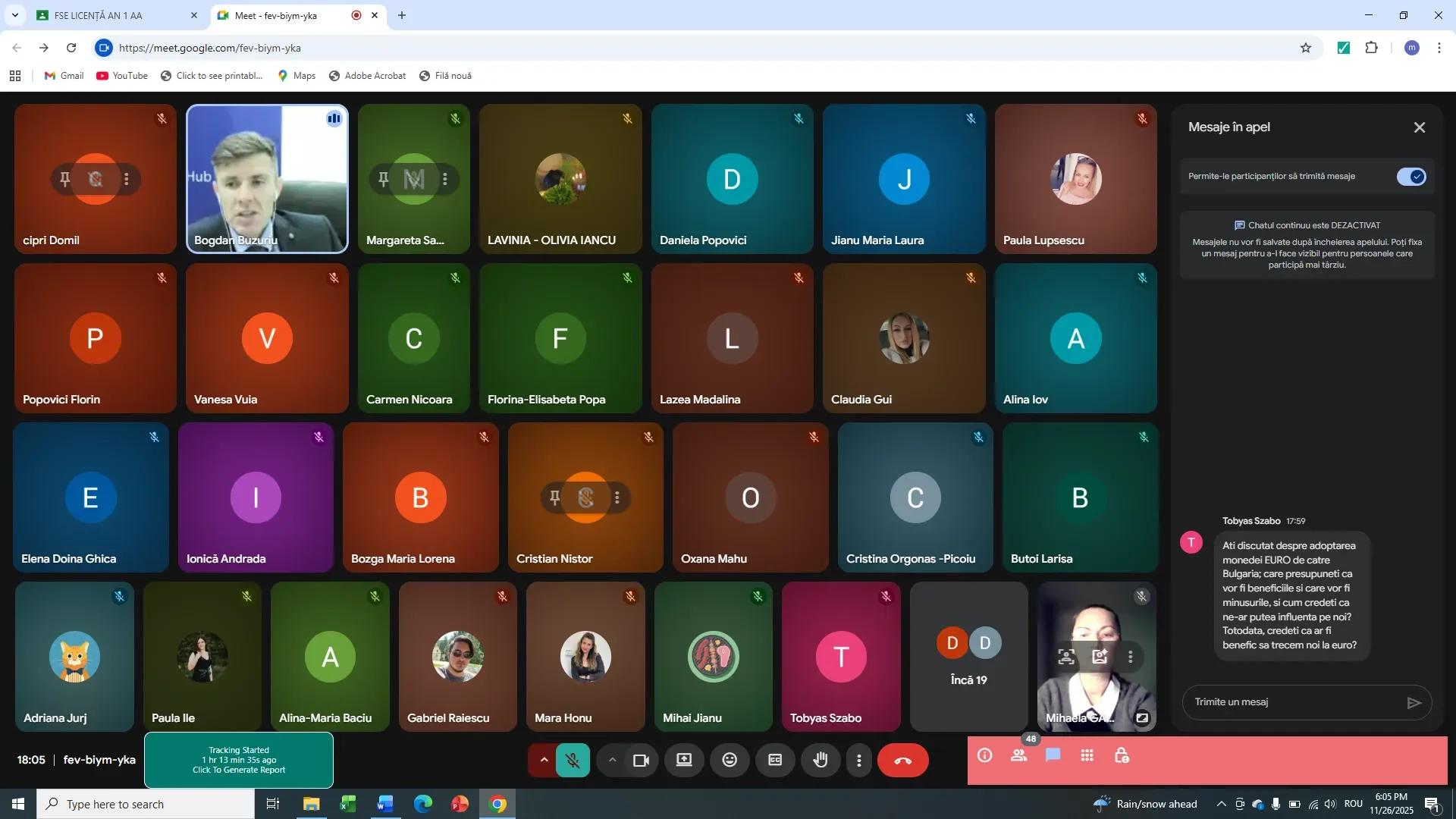 Captură ecran apel video multiplu Google Meet
